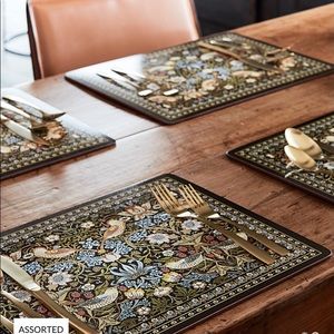 Bird-print laminated cork placemats (set of 4)